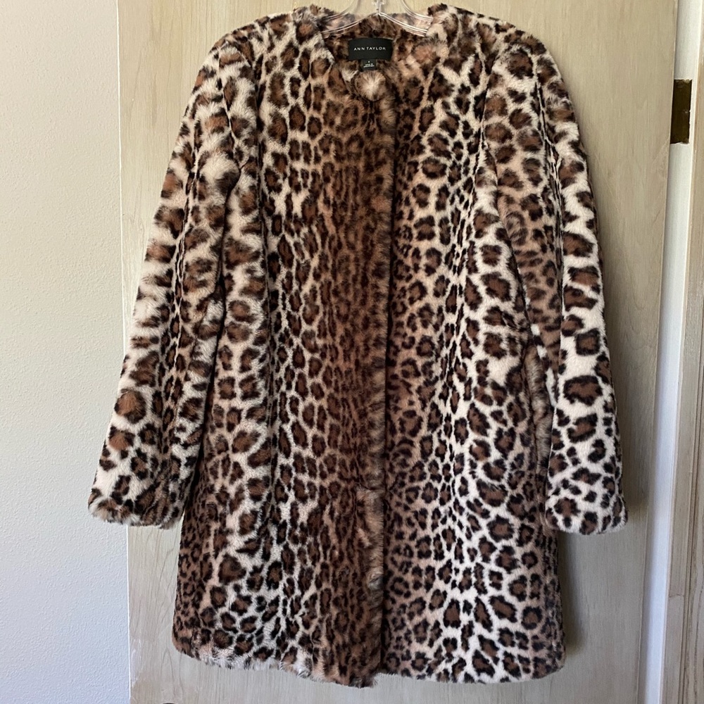 Ann Taylor Faux Fur Leopard Coat
